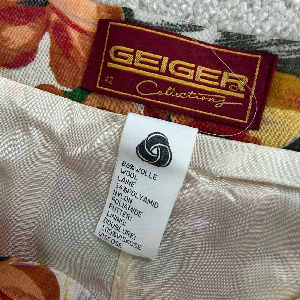 Vintage GEIGER Austrian Fine New Wool Colorful floral Pleated Skirt - Picture 6 of 11